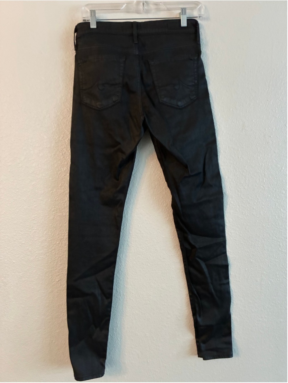 AG Adriano Goldschmied The Farrah Skinny Coated Black Jeans Size 27 Regular 27R - Picture 8 of 11